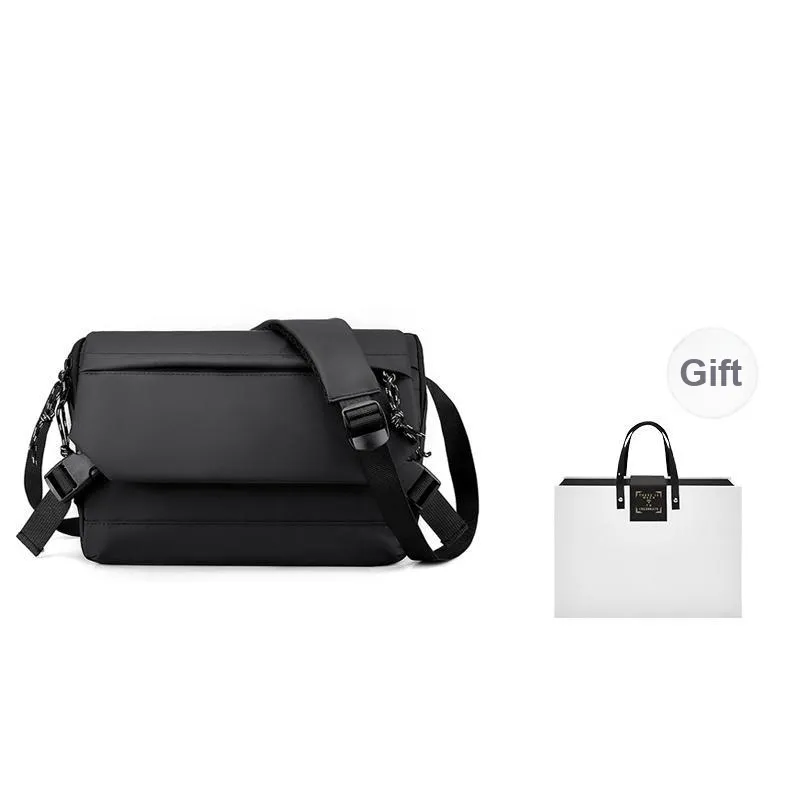 MUYKUY Membrana Dermalis Nylon Fabric Urban Techwear Bag, Messenger Bag, Shoulder Bag, Crossbody Bag Unisex Black/Gray-6