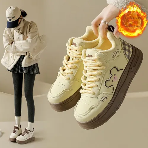 OLIDIK Белые Кроссовки Термозащита Низкие Кроссовки для Скейтбординга Женские