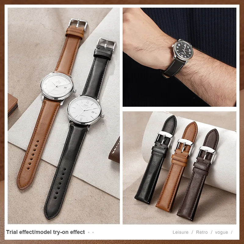 IStrap Longines Compatibility Watch Band 18/19/20/21/22mm Genuine Leather Material-4
