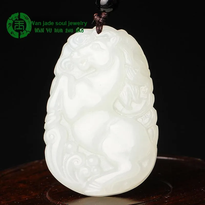 WANYUHUN Hetian Jade Pendants White Jade Unisex-5