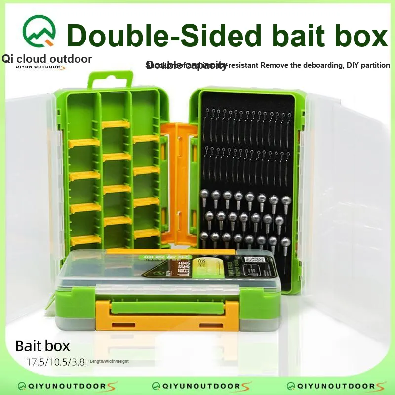 QIYUN Bait Box Lead Head Hook Storage Set Double Sided Portable Mino Mini Iron Plate Micro Bait Box Stack Green Fishing-2