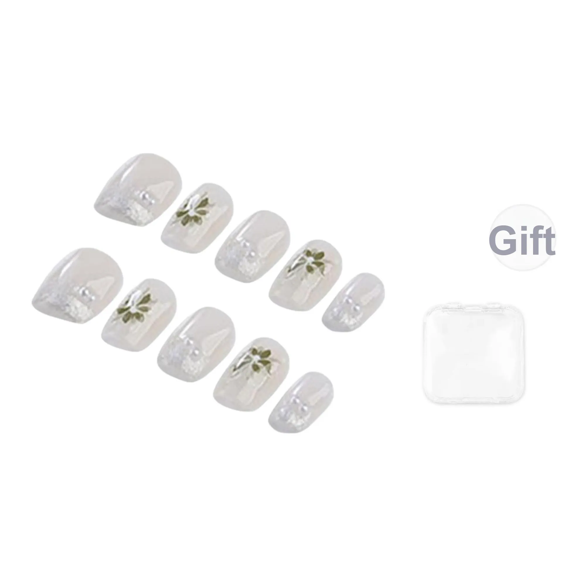 Fanze Ручной Лак для ногтей Ледяной Прозрачный Серый Белый с Искрой False Nail Короткий LADDER Белый Смужка 15мм