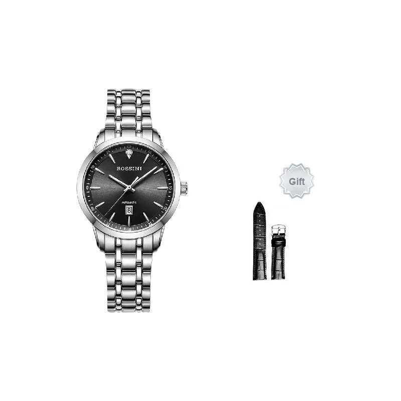 ROSSINI Enlightenment Collection Automatic Mechanical Movement Genuine Leather Strap Watch Unisex Silver Dial-4