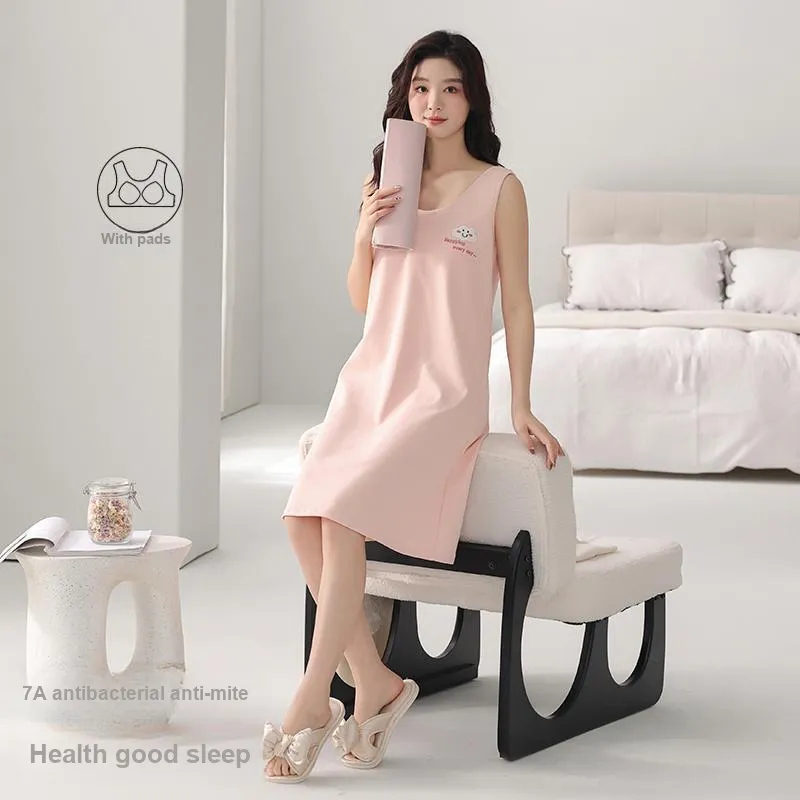 FENTENGCARE Nightgown Women's Pink-4