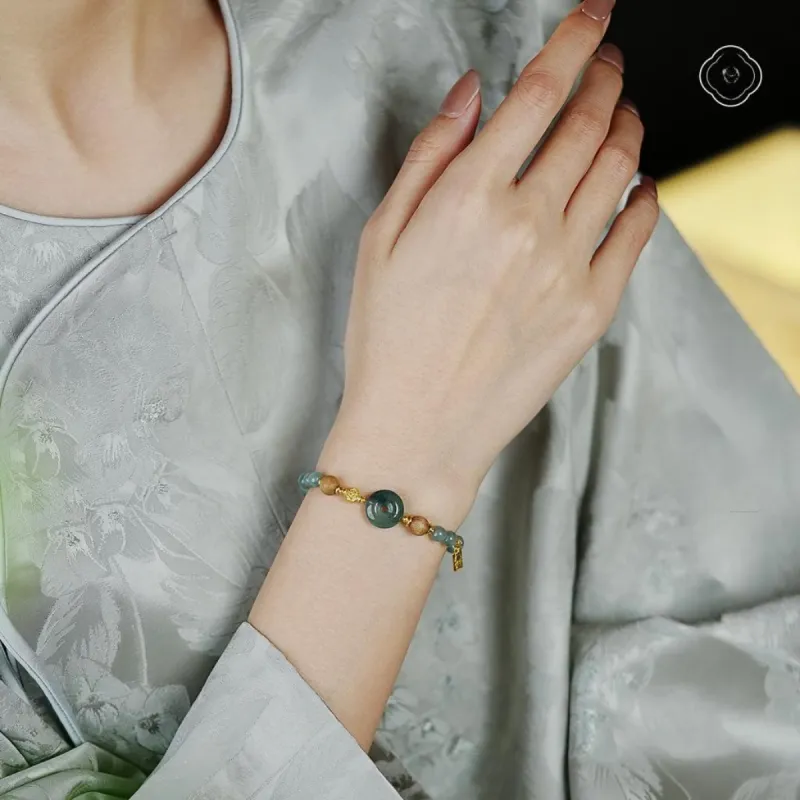 Phoenix Nirvana Ice Glutinous Blue Water Jadeite Bracelet Women's-1