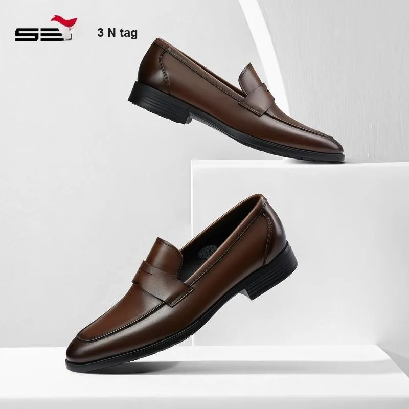 SEVEN Dress Shoes Men Low Top Coffee-4