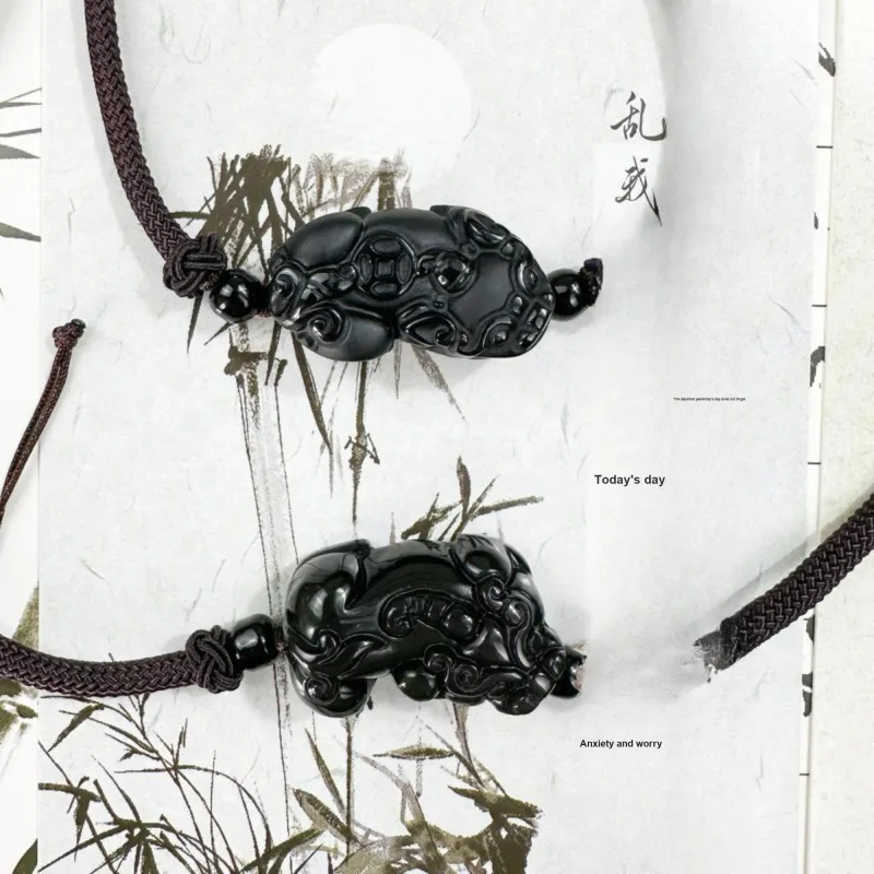 Tang Zhi Obsidian Necklaces Unisex-7