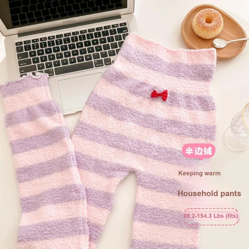 Yalu Thermal Pants Women's Pink White Stripes-4