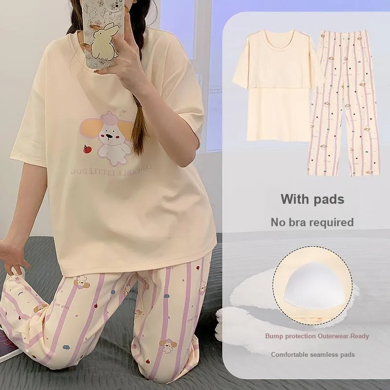 Lan Miao Pajama Set Women's Apricot-1