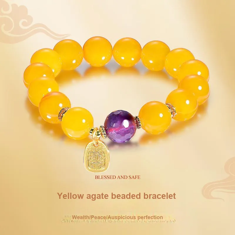 TAOHUAZHAOZHAO Natural Agate Bracelets Unisex-4