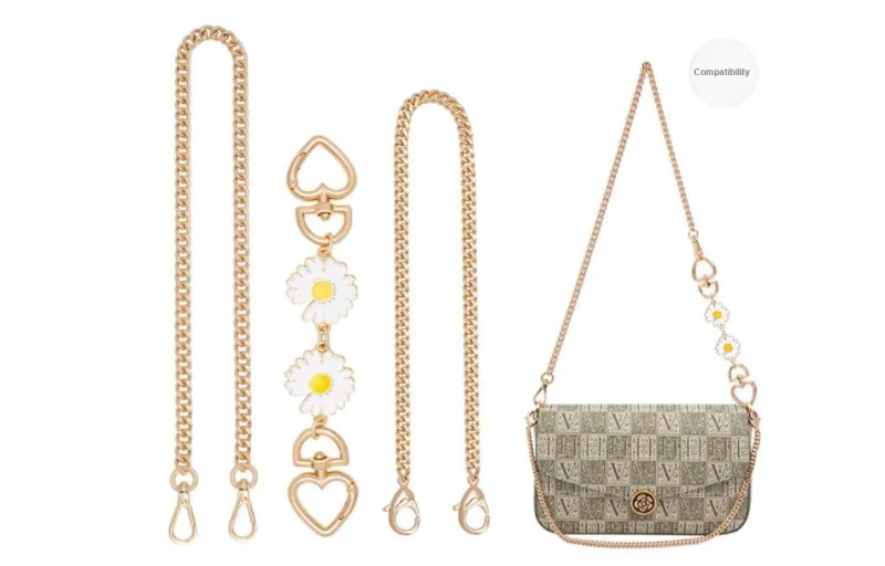 GUYI Metal Bag Accessory Bag Strap Unisex Gold Tone-6