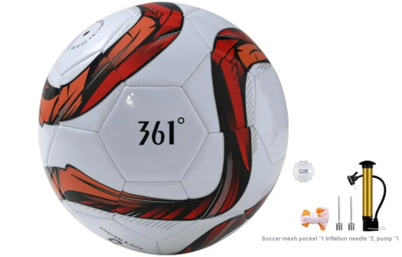 361° Size 4 Ball Soccer PVC Machine Stitched Soccer Ball Unisex Red White-0