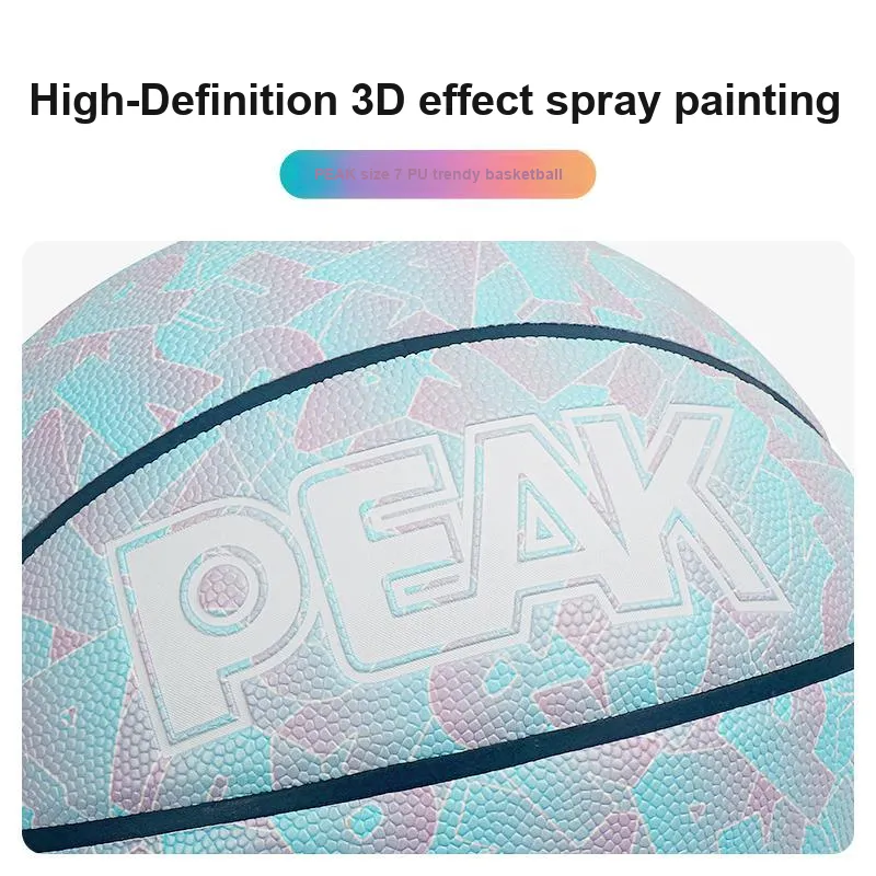 PEAK Colorful PU Basketball Light Blue Size 7 Training Unisex-6