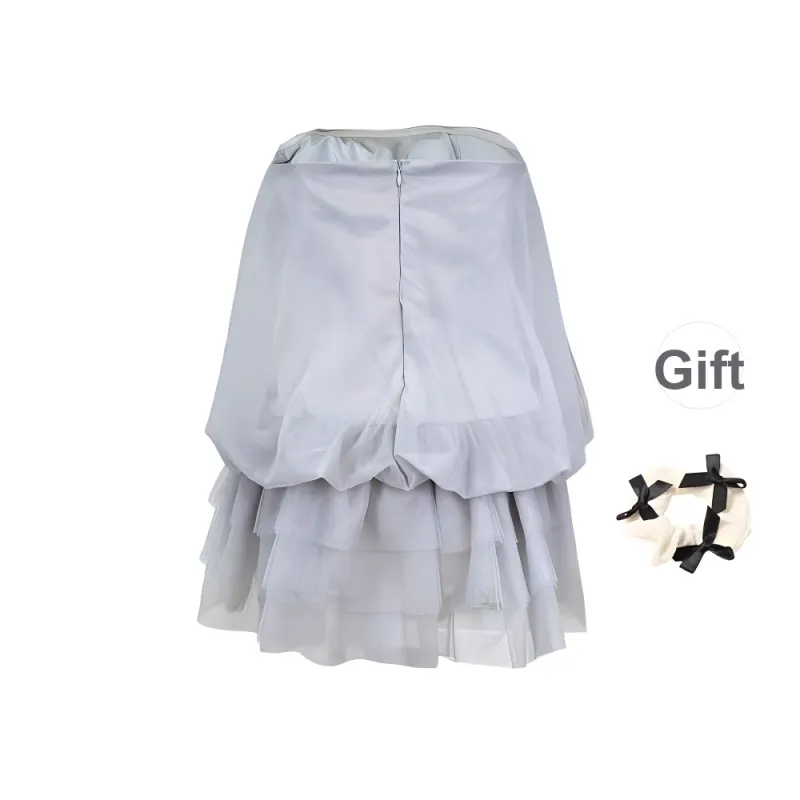 TURN UP Sleeveless Dress Women's Rain Blue+Bowknot Hair Tie Comes With-1