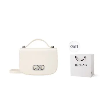 JONBAG Synthetic Leather Saddle Bag Shoulder Bag, Crossbody Bag, Handbag Small Size Women's White