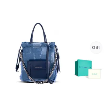 CHRISBELLA Fabric Denim Bag, Canvas Bag, Underarm Crossbody Handbag Women's Washed Blue