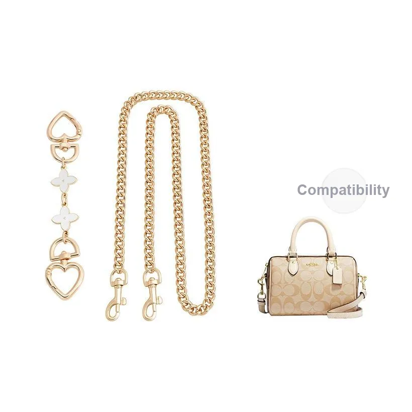 Ingenuity Handmade Metal Bag Strap Women's Gold Tone/White