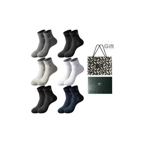 SEPTWOLVES Носки Crew Мужские упаковка из 6 пар набор в подарочной коробке + сумка для покупок