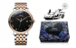 Rose Case Black Dial Two-Tone Gold Steel Band