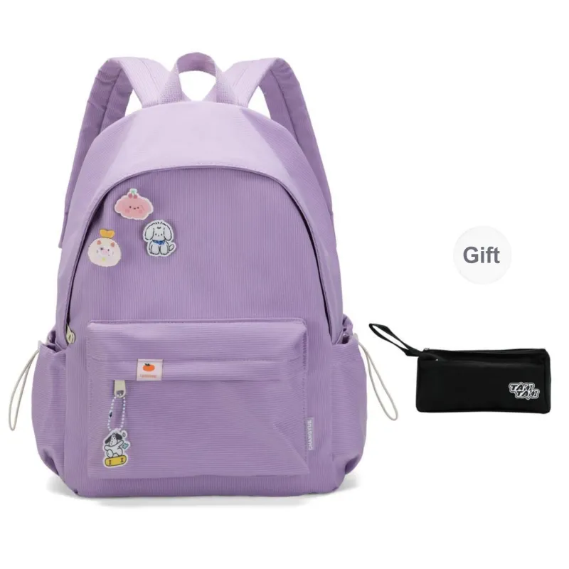 TAKI Nylon Student Commute Large Capacity Versatile Minimalist Style Backpack Unisex Pink/Green/Black/Purple/Custard-20