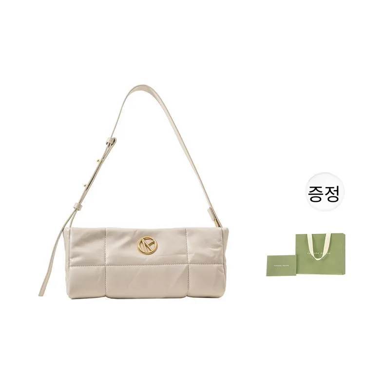 VANESSA HOGAN Cow Leather Oil Stick Bag, Shoulder Bag Women's White Birch Gray/Fruit Green/Fuchsia/Black