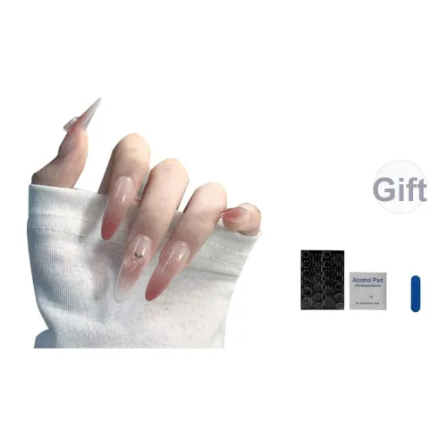 OUYUJI Ручной работы Готовый товар Съемный Ногти False Nail Миндаль MID Длина Овал Розовый Стиль размытия Instagram