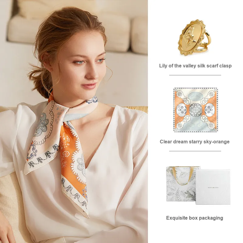 MARJAKURKI Silk Square Scarf Women's-4