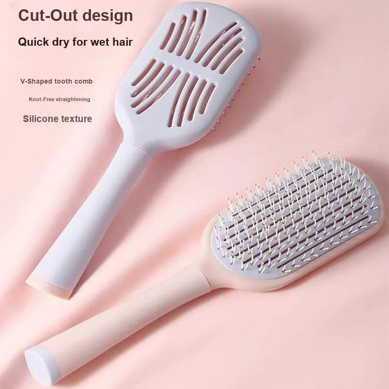 Sweet Pillow House Cut Out Comb For Smooth Hair And Scalp Massage, Volumizing Rib Comb, Home Use Hair Brush Shaping-1