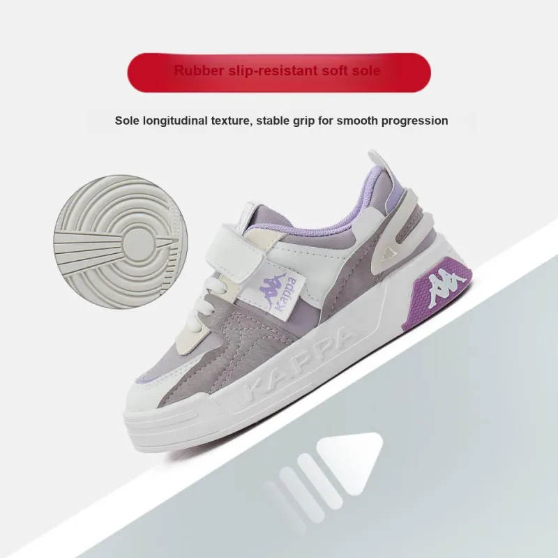 KAPPA KIDS Anti Slip Wear Resistant Low Top Kids' Skateboarding Shoes Beige White Purple Kids'-1