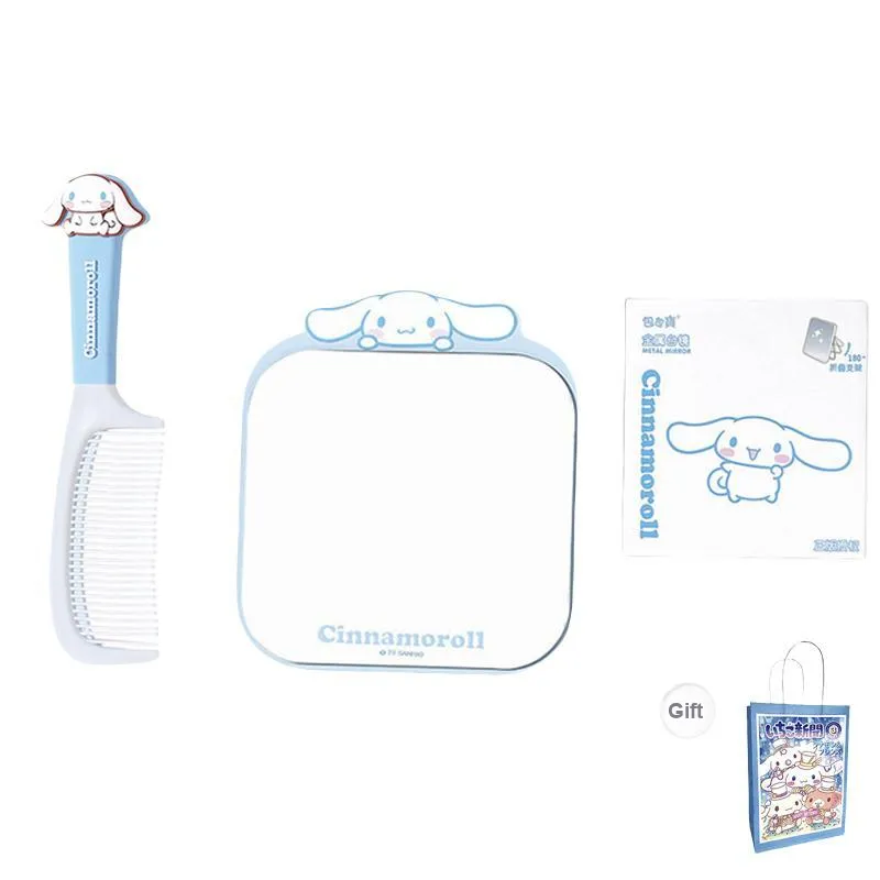 ALL SERIES x Sanrio Cartoon Iron Metal Mirror Comb Set Dormitory Essentials Dormitory Home Use Bedroom Desktop-33
