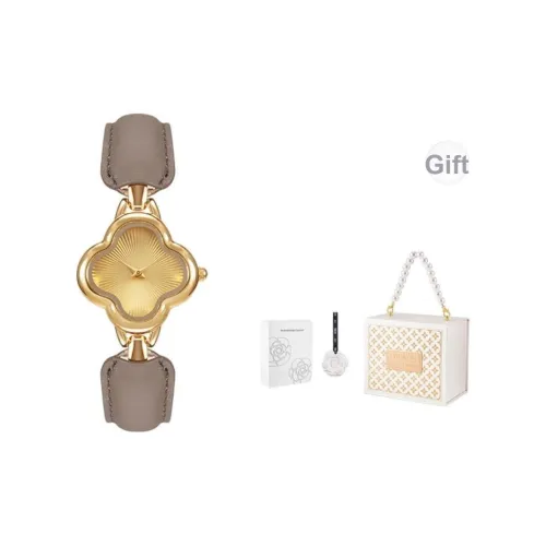 MISHALI Кварцевый механизм кожаный ремешок женские часы золотой циферблат