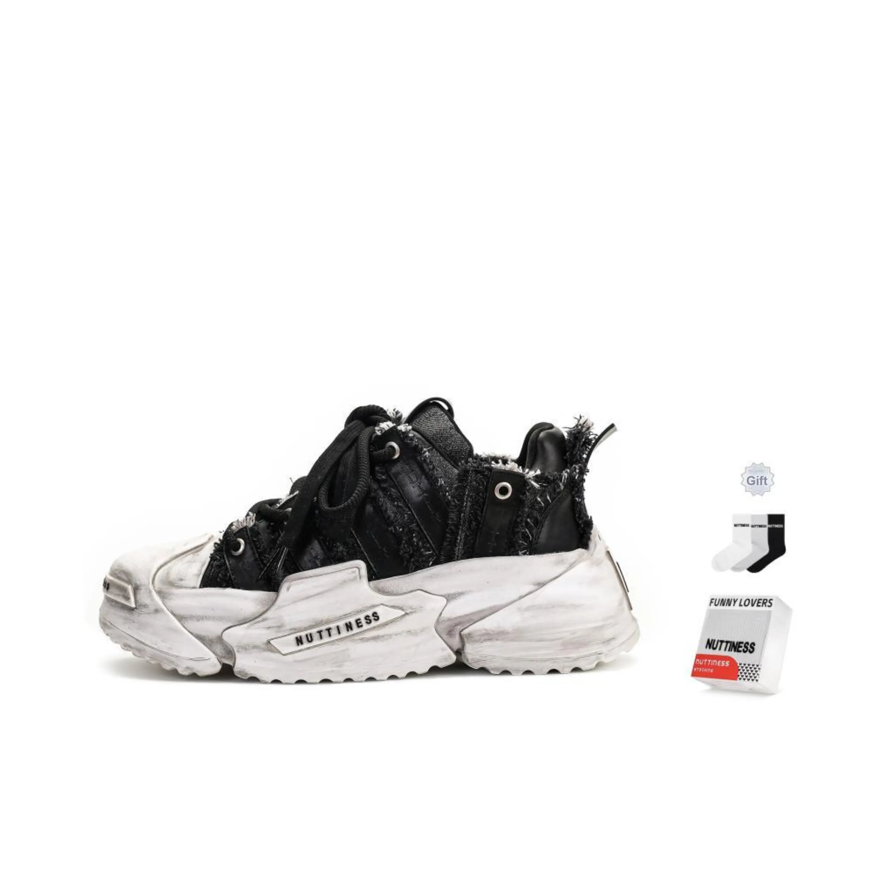 NUTTINESS Original Design, Dust Collection Abrasion Resistant Low Top Casual Shoes Unisex Black