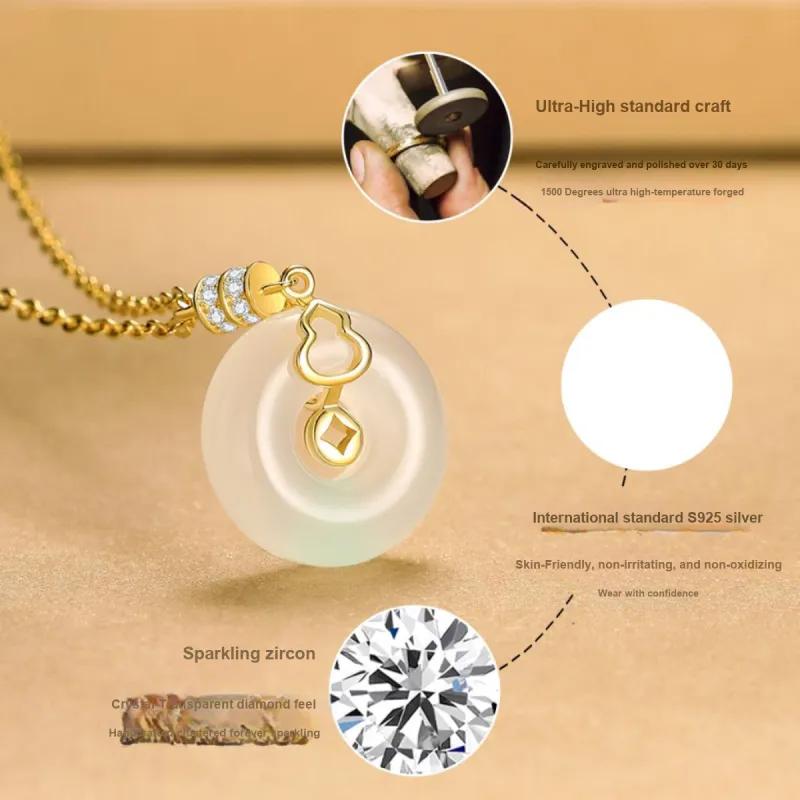 MUGONGZI Necklaces Pale Greenish White Jade Women's-3
