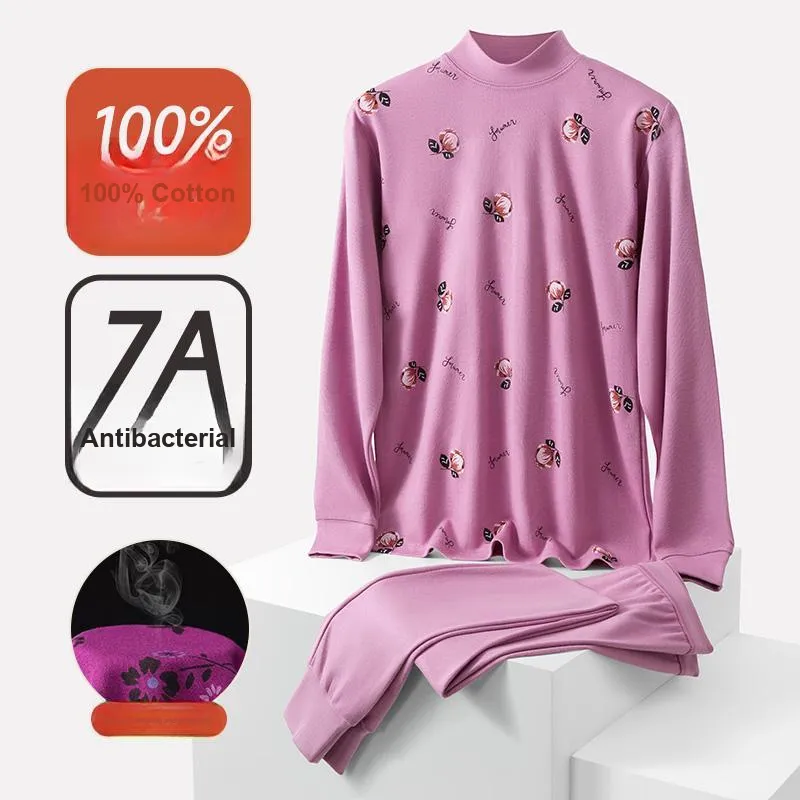Cotton Gene Thermal Set Women's Fuchsia-3