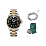 Black Dial Two-Tone Stainless Steel Band