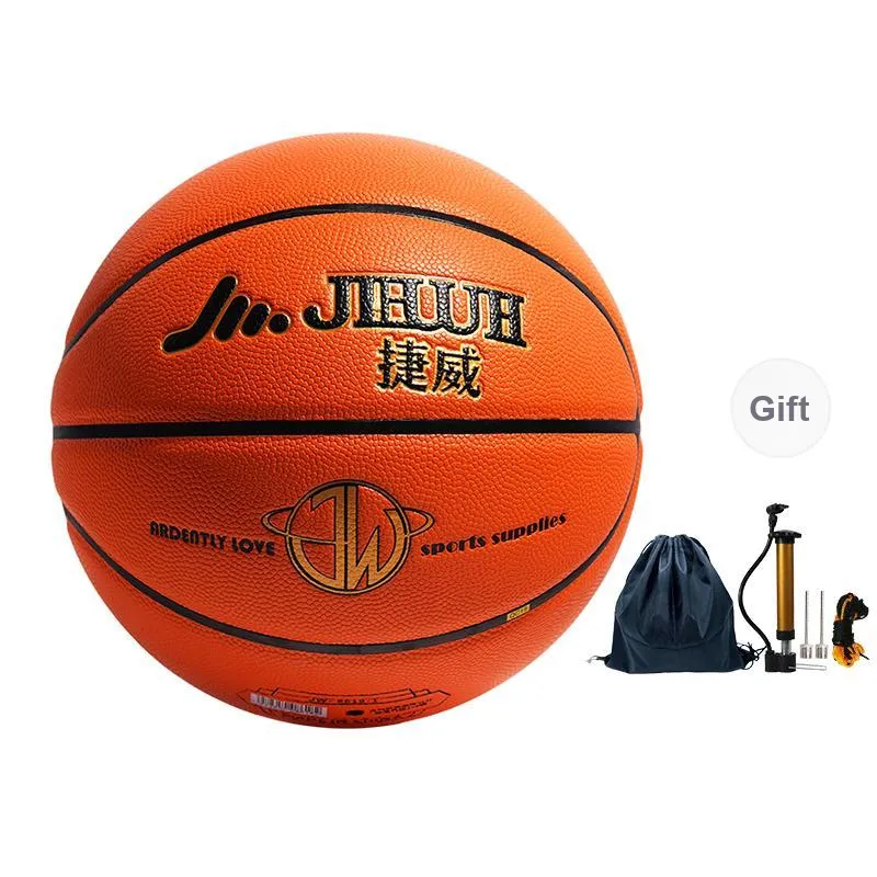 Jiewei Microfiber Leather Basketball Orange Size 7 Training Match Unisex-2