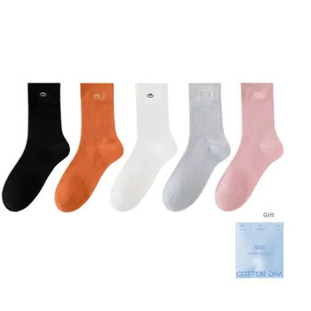 Cotton Gene Mid Calf Socks Women's Shopping Bag 5 Pack