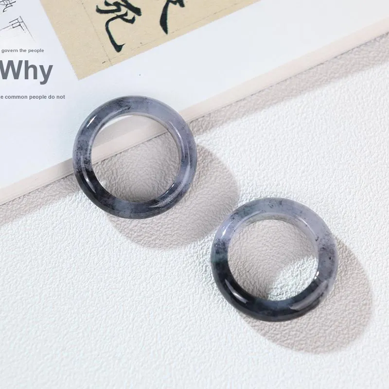 Clear Snow Glutinous Jade Jadeite Rings Unisex-8