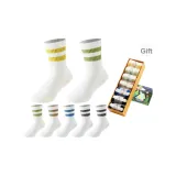 Grade School Thigh-High Socks 7-Pack Gift Box Set (Ages 10-12 Years Old/Color Block)