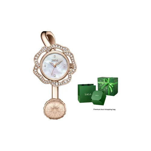 SAGA Camellia Кварцевый механизм Часы Женские Жемчужная раковина Циферблат