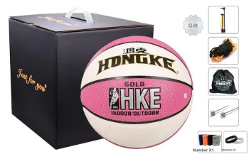 HONGKE PU Basketball Pink White Size 5/6 Ball Training Kids'