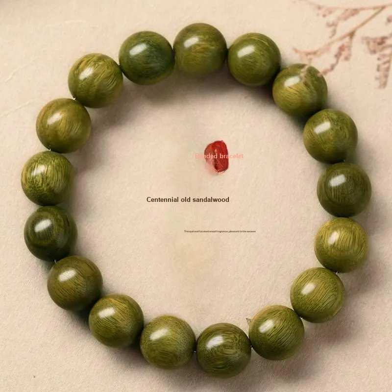 ZHIZUO Green Sandalwood Wooden Bracelets Unisex-1