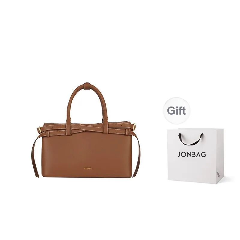 JONBAG Cow Leather Handbag Regular Women's Honey Brown/White-0