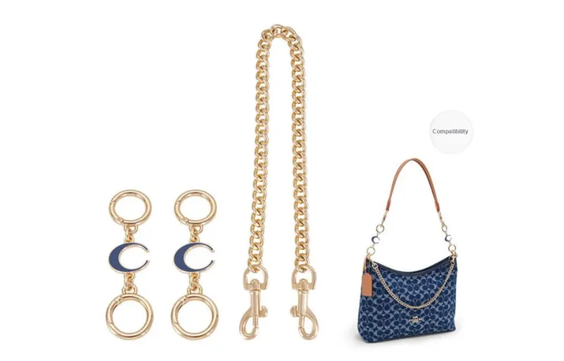 Lan Bao Fan Alloy, Metal, Chain, DuPont Paper Liner Bag Accessory Unisex Gold-30
