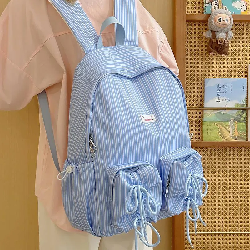 GEERDUN Nylon Backpack Women's White, Black, Light Blue-12