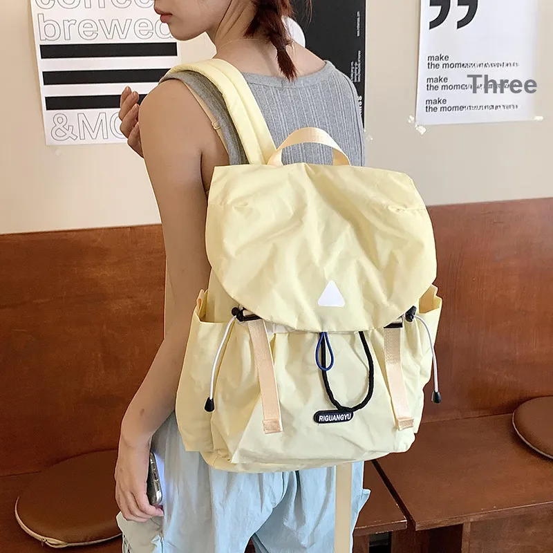 S.REPHEN Nylon Backpack Hiking Bag Backpack Unisex Black/Gray/Yellow-3