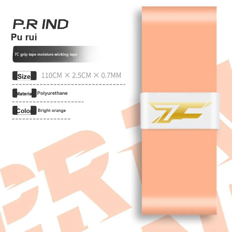 P.R IND Badminton Grip Tape Bright Orange Polyurethane Thin 12 Motoir-1
