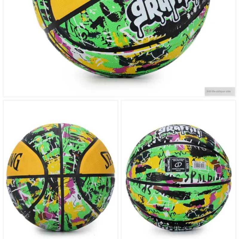 SPALDING Graffiti PU Basketball Yellow Green Size 7 Training Unisex-2