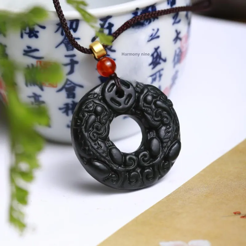 Artisan Lock Heart Jade Hetian Jade Necklaces Green Jade Unisex-4
