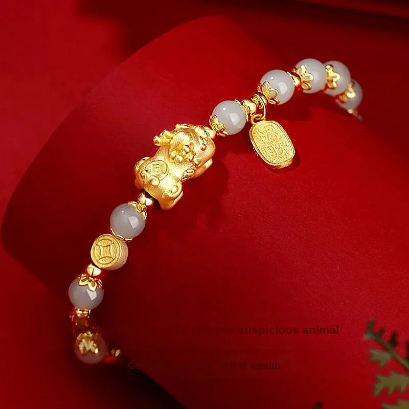 YINCHIE S925 Silver Bracelet Pale Greenish White Jade Women's-2